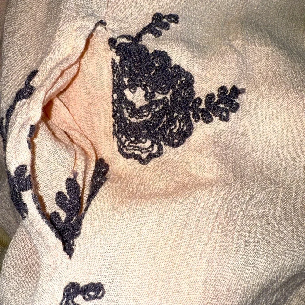 Free People Emma's Embroidered Mini Swing Boho Pink and White Dress, Small - Picture 6 of 8